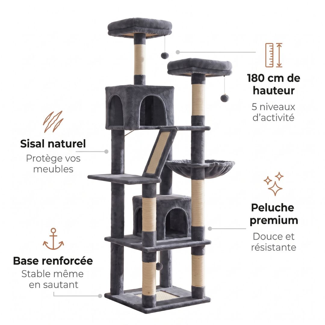 Arbre à chat XXL - Stable & spacieux | Nordika