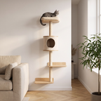 Arbre à Chat Mural 150cm — Parcours Escalade 5 Niveaux & Hamac | Muraï
