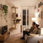 Arbre à Chat Mural 150cm — Parcours Escalade 5 Niveaux & Hamac | Muraï