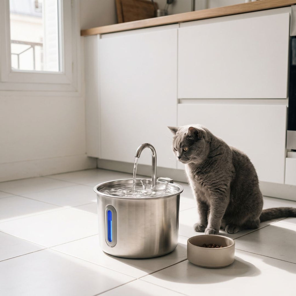 Fontaine à Eau pour Chat en Inox — Silencieuse & Facile à Nettoyer | Source