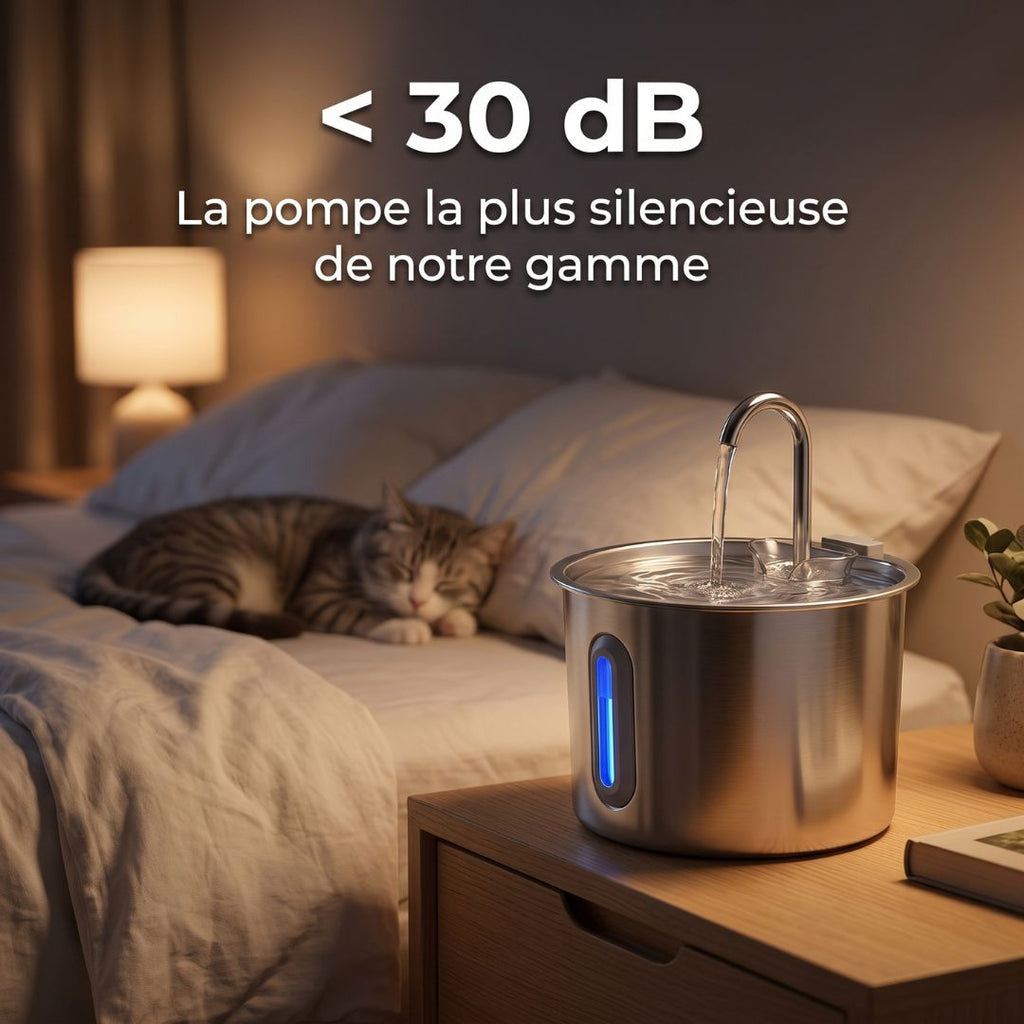 Fontaine à Eau pour Chat en Inox — Silencieuse & Facile à Nettoyer | Source