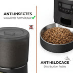 Distributeur Automatique de Croquettes 4L — Anti-Insectes & Bol Inox | Miam