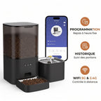 Distributeur de Croquettes 2-en-1 6L + Fontaine 2,5L — Connecté WiFi | Nourri