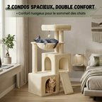 Arbre à Chat 104cm Double Condo — Hamac & Rampe Griffoir | Nido