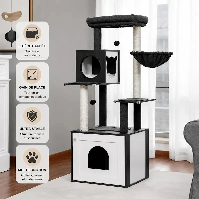 Arbre à chat avec litière - 2 en 1 gain de place | Felikit