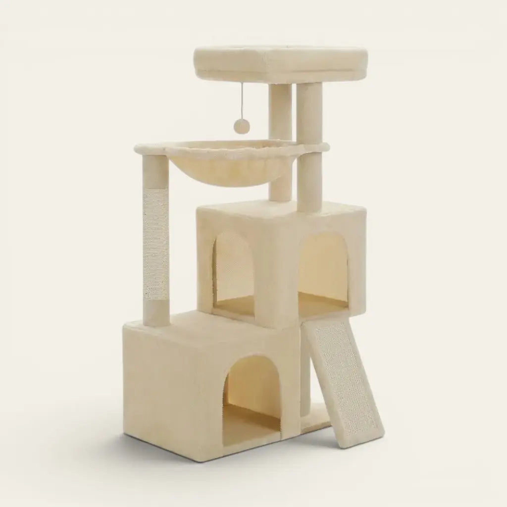 Arbre à Chat 104cm Double Condo — Hamac & Rampe Griffoir | Nido