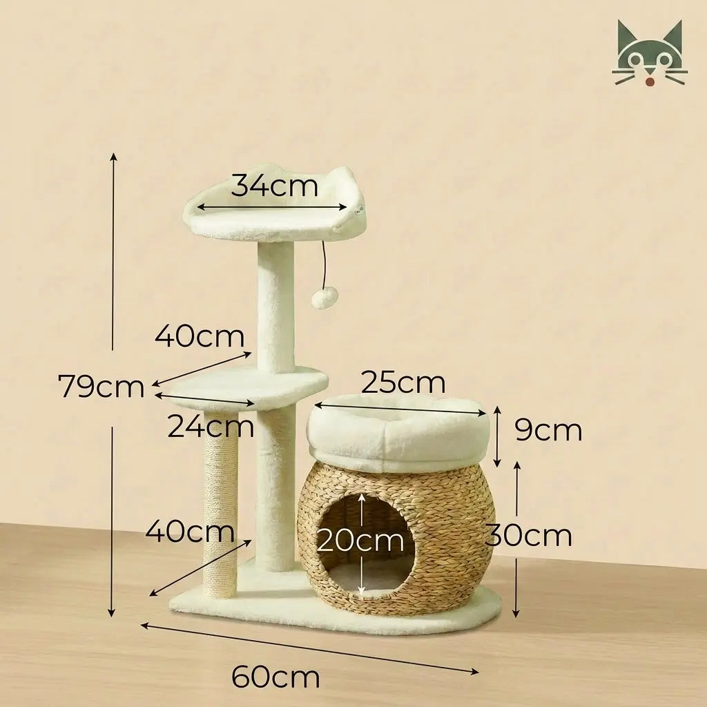Arbre à Chat Rotin 79cm — Condo Tressé & Griffoir Sisal | Cocon