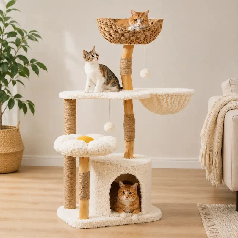 Arbre à chat bois massif avec condo - Confort | Felys