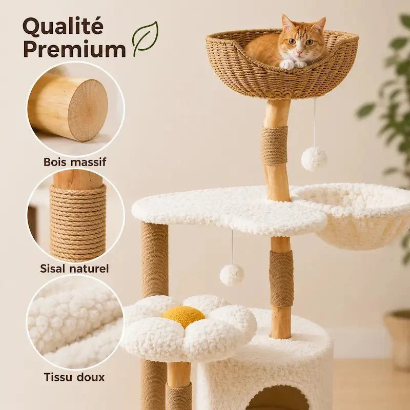Arbre à chat bois massif avec condo - Confort | Felys