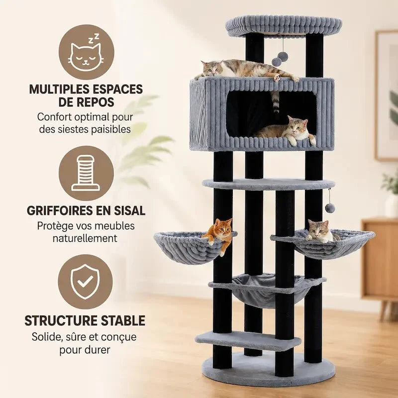 Arbre à chat condo spacieux - Confort XXL | Feliora