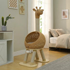 Arbre à Chat Dinosaure 116cm Rotin Tressé — Griffoir Sisal Naturel | Dino