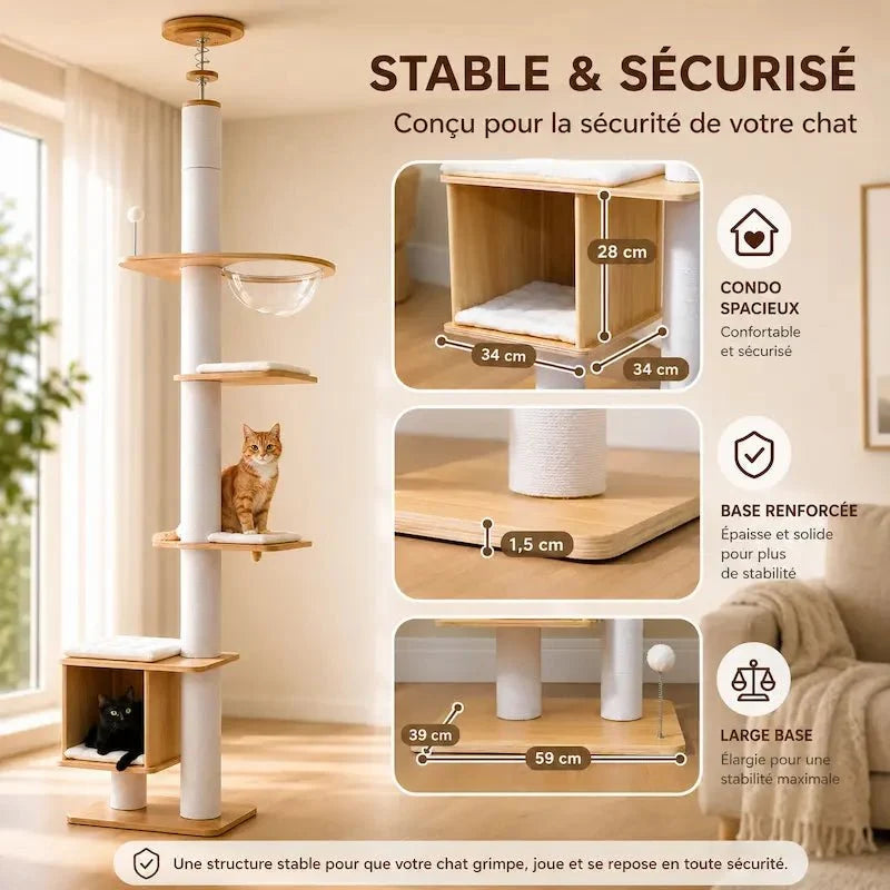 Arbre à chat du sol au plafond - Stable | CatVera