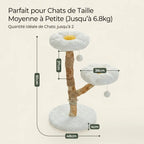 Arbre à Chat Fleur 92cm Bois Naturel — 2 Coussins Pétales & Sisal | Flora