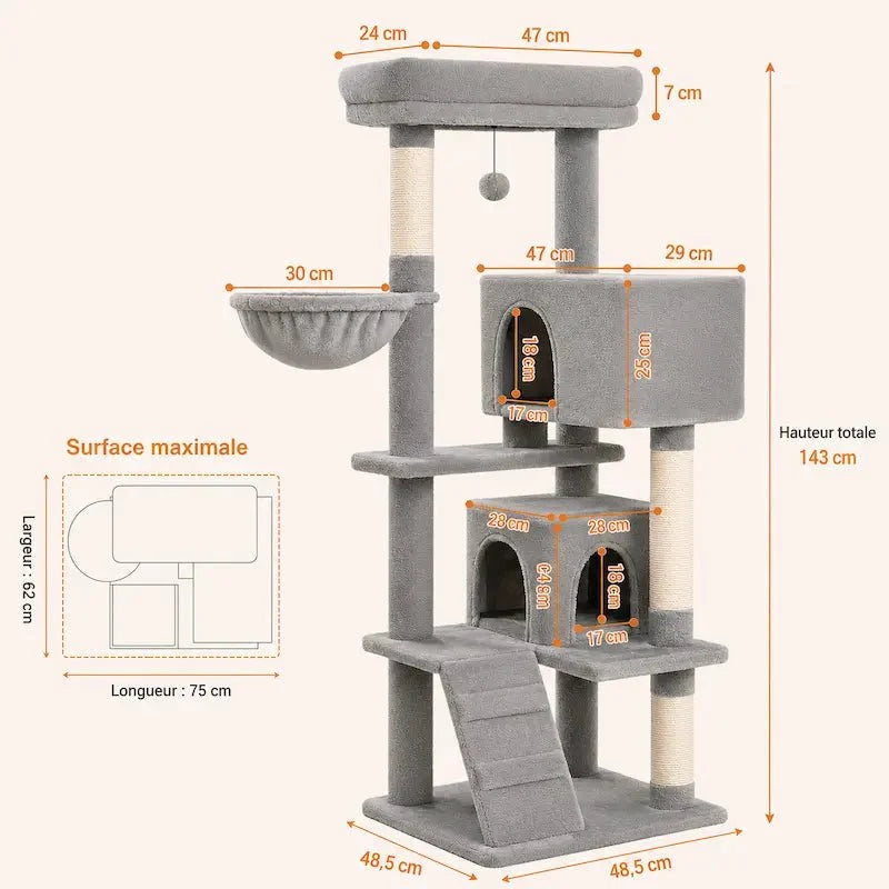 Arbre à chat luxe multi-niveaux – Tour premium | RoyalCat