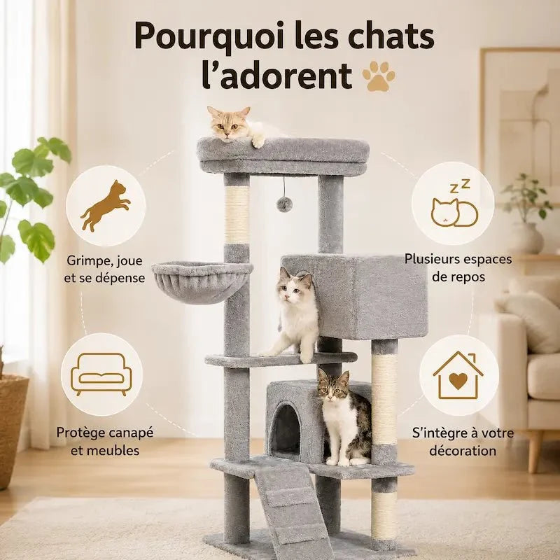 Arbre à chat luxe multi-niveaux – Tour premium | RoyalCat