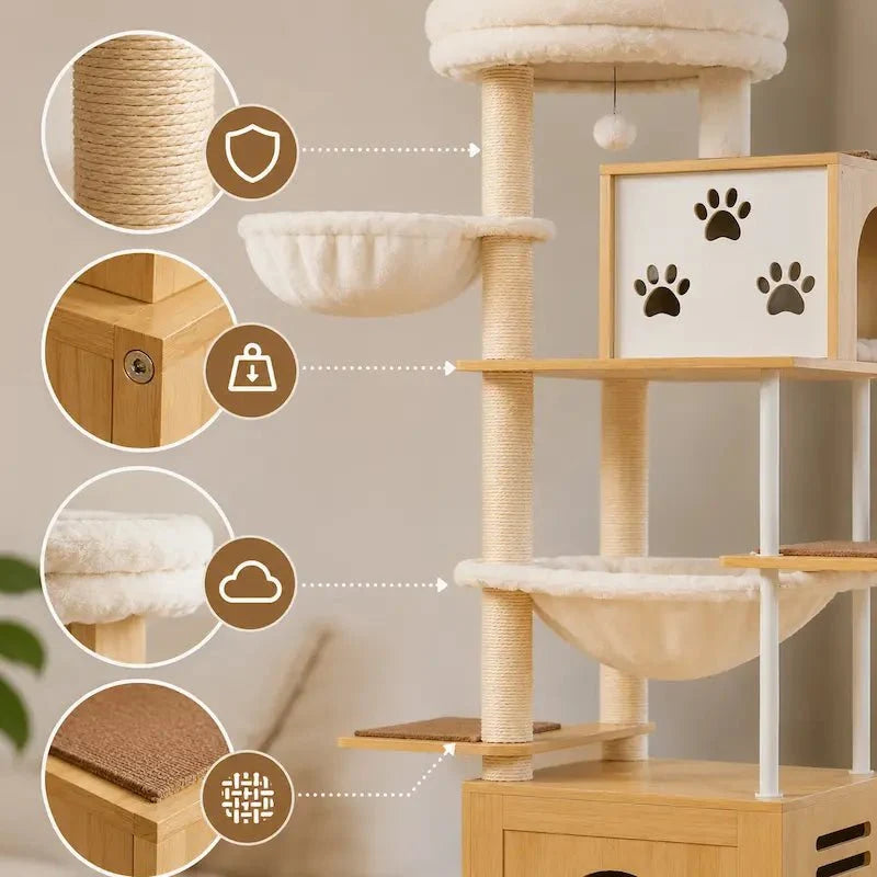 Arbre à chat meuble 7 niveaux - Ultra complet | Félihaus