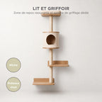Arbre à Chat Mural 150cm — Parcours Escalade 5 Niveaux & Hamac | Muraï