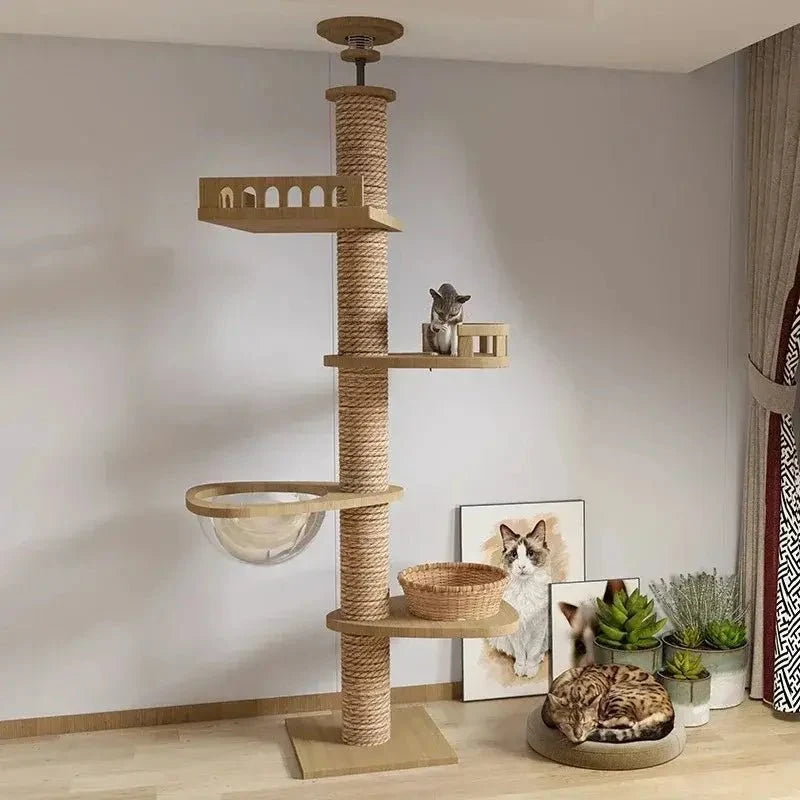 Arbre à chat XXL bois naturel – Stable & design | NativaCat