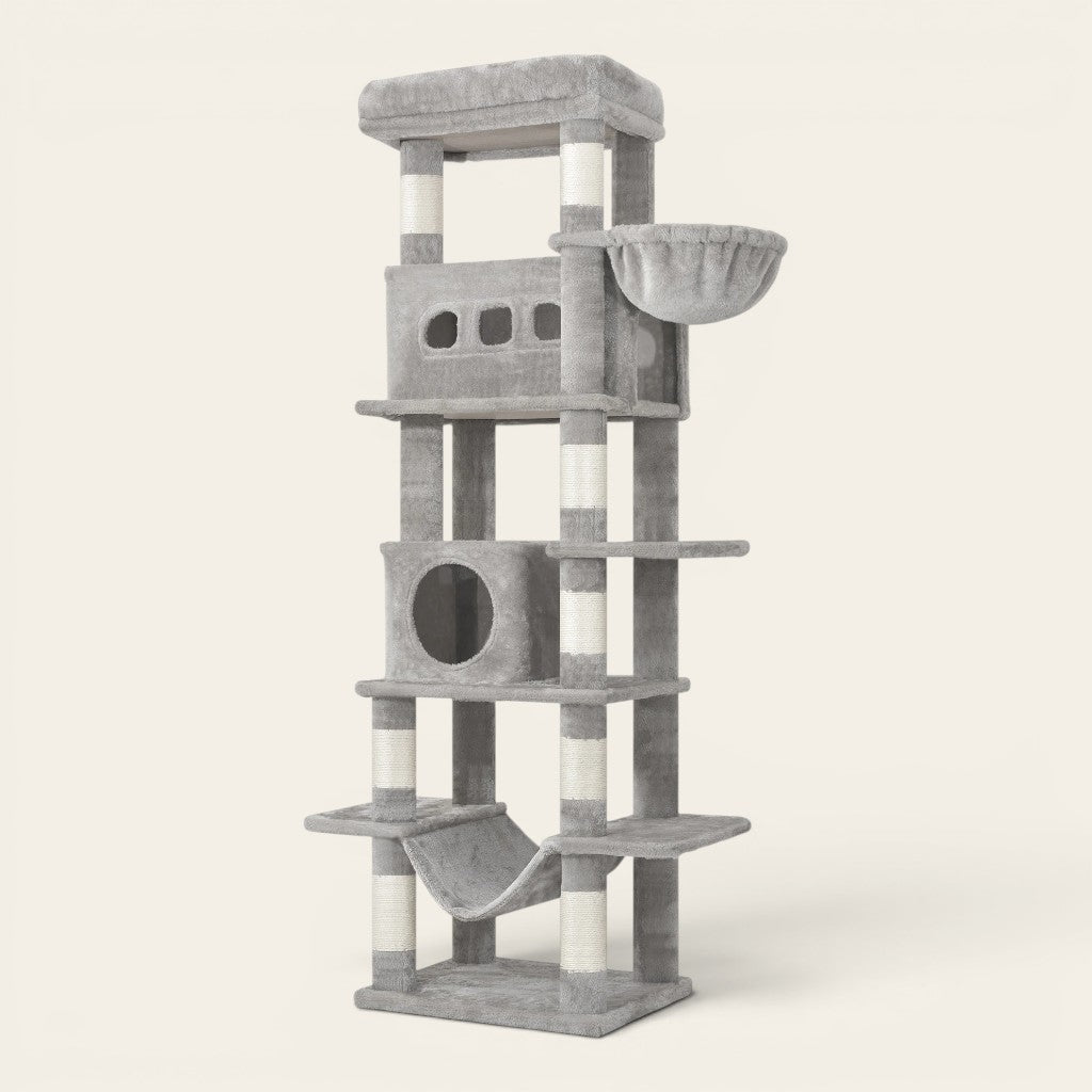 Arbre à Chat Géant 170cm — 2 Condos, 2 Hamacs, 8 Niveaux | Titan